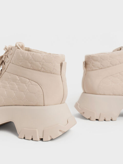 Recycled Polyester High-Top Sneakers, Nude, hi-res