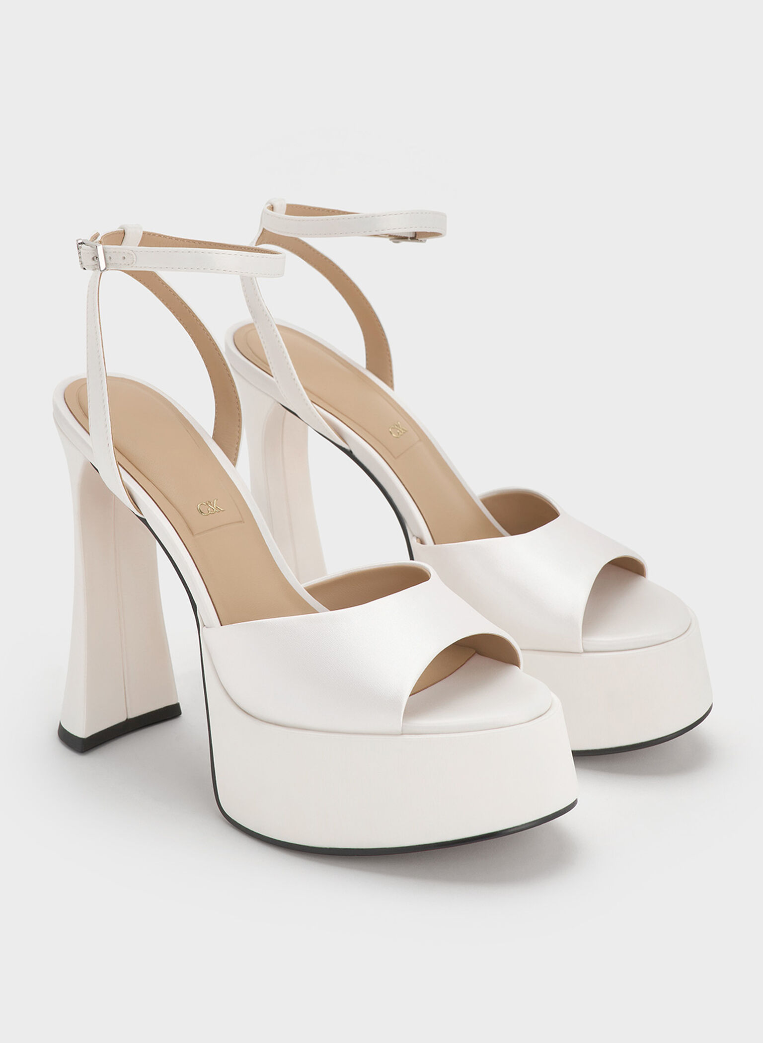Michelle Recycled Polyester Platform Sandals, White, hi-res