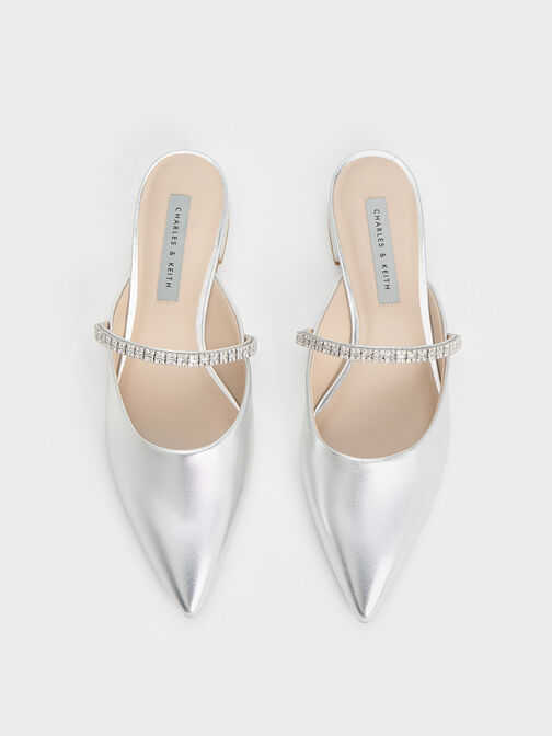 Ambrosia Gem-Embellished Slip-On Flats, Silver, hi-res