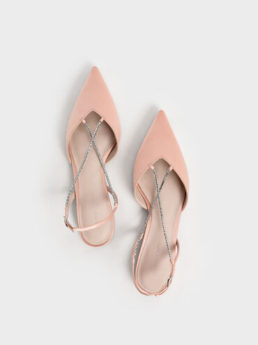 Adel Recycled Polyester Gem-Embellished Slingback Ballerinas, Blush, hi-res