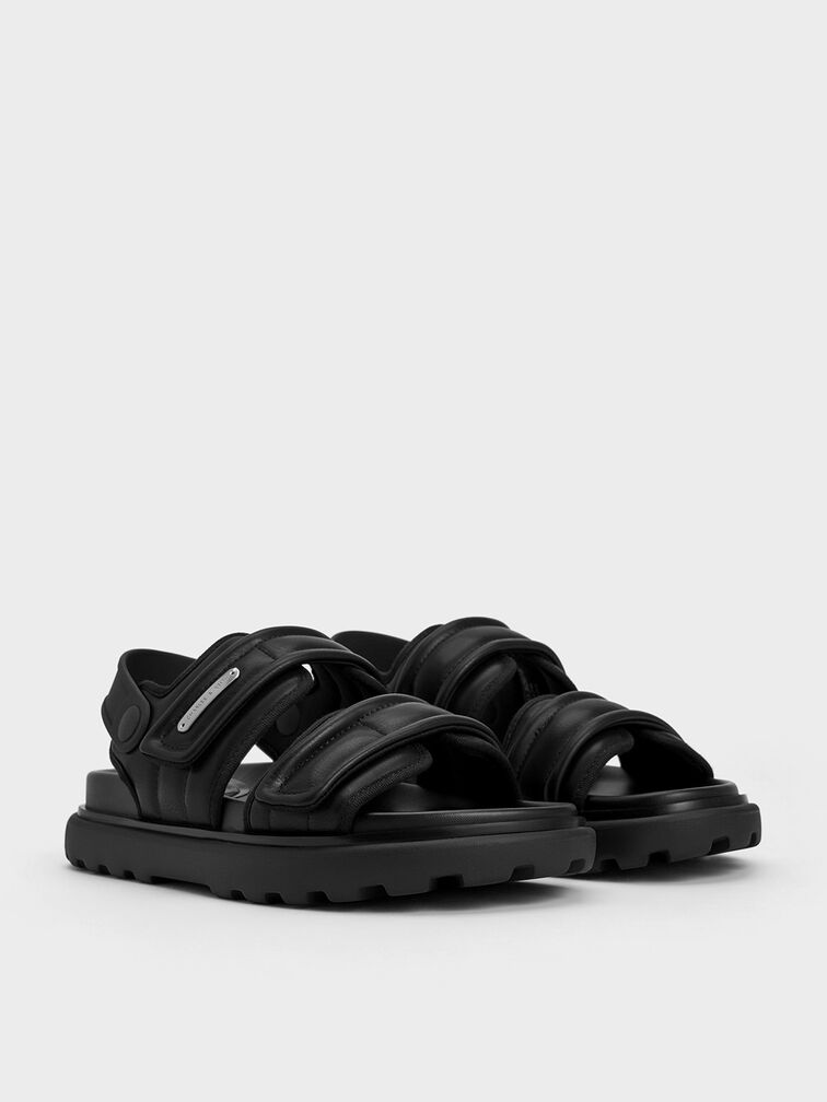 Romilly Puffy Sports Sandals, Black, hi-res