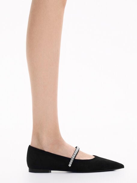 Ambrosia 寶石鍊平底鞋, 黑色特別款, hi-res