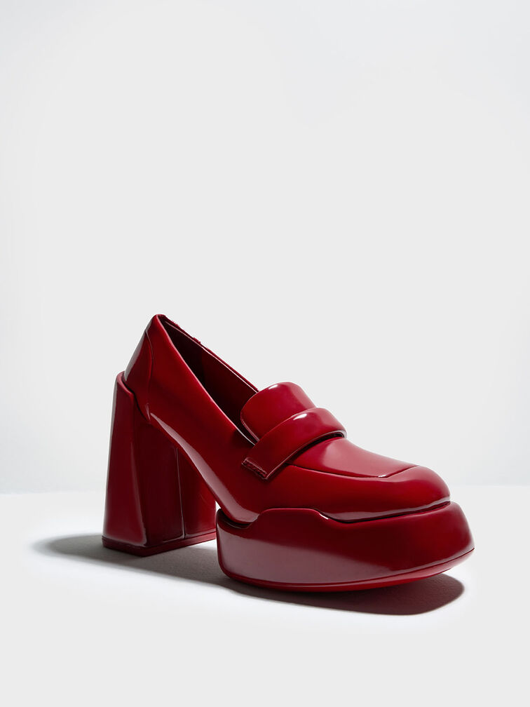 Lula Patent Loafer Pumps, Red, hi-res