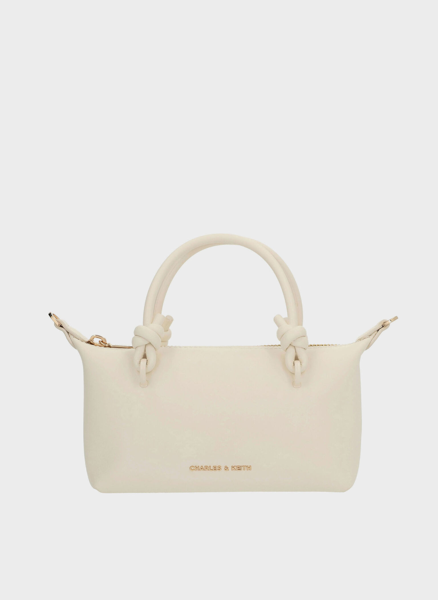 Bolso tote Sammie con asa anudada, Crema, hi-res