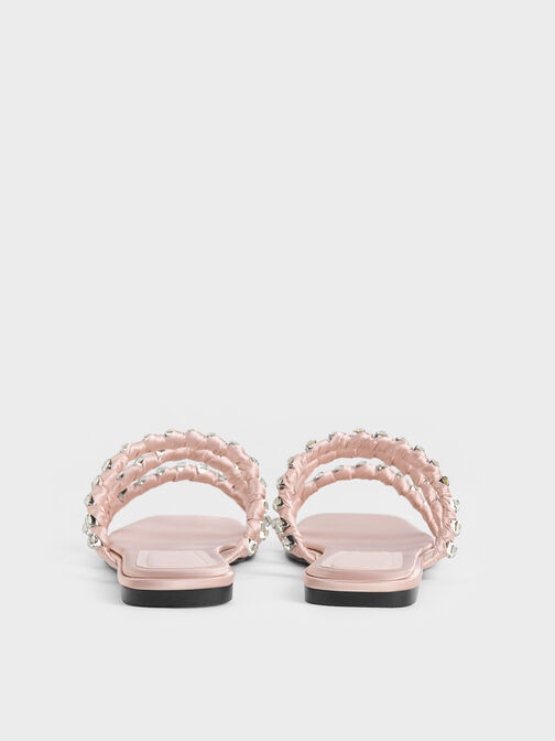 Goldie Recycled Polyester Gem-Encrusted Slide Sandals, Light Pink, hi-res