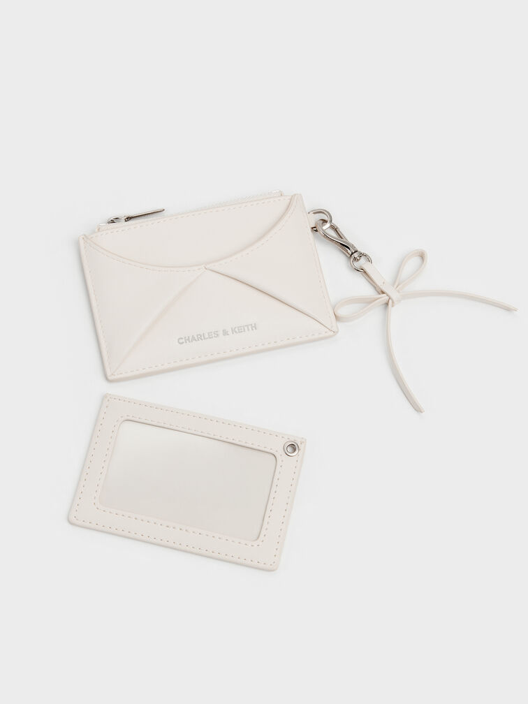 Hazel Bow Panelled Card Holder, Cream, hi-res