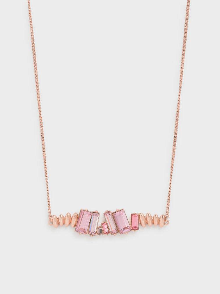 Swarovski® Crystal Embellished Matinee Necklace, Rose Gold, hi-res