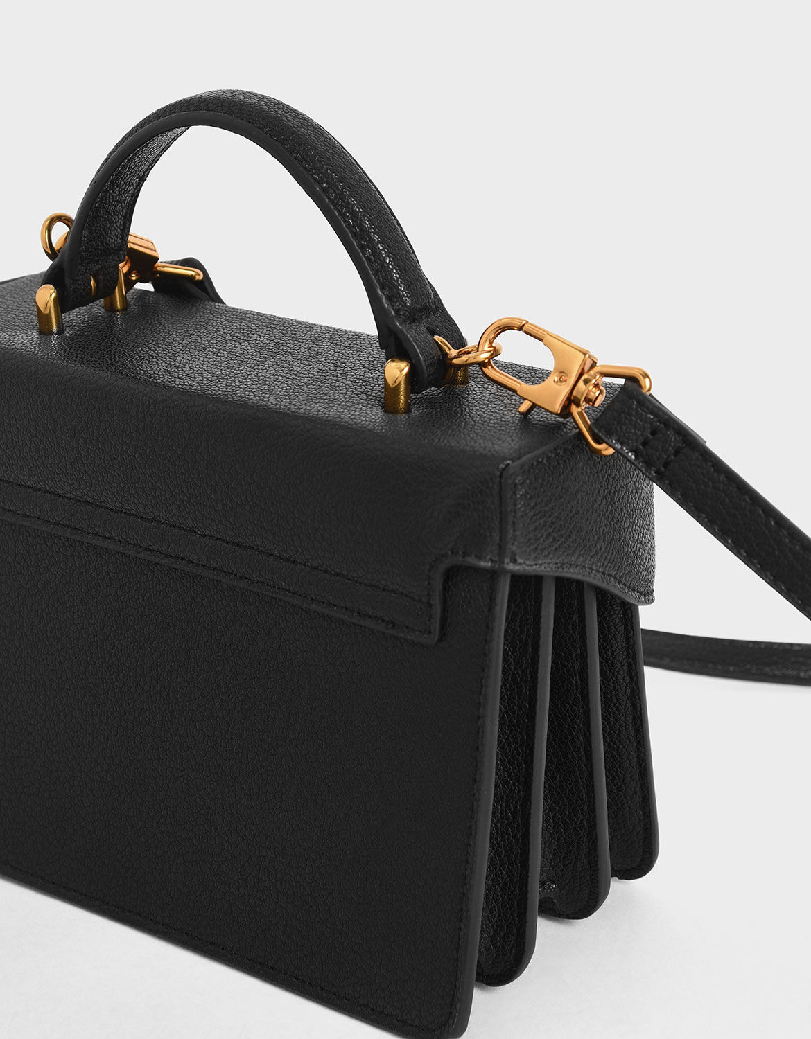 Black Allie Push Lock Top Handle Bag CHARLES KEITH US