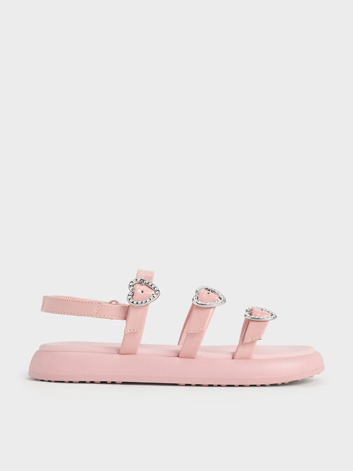 兒童愛心閃釦涼鞋, 粉紅色, hi-res