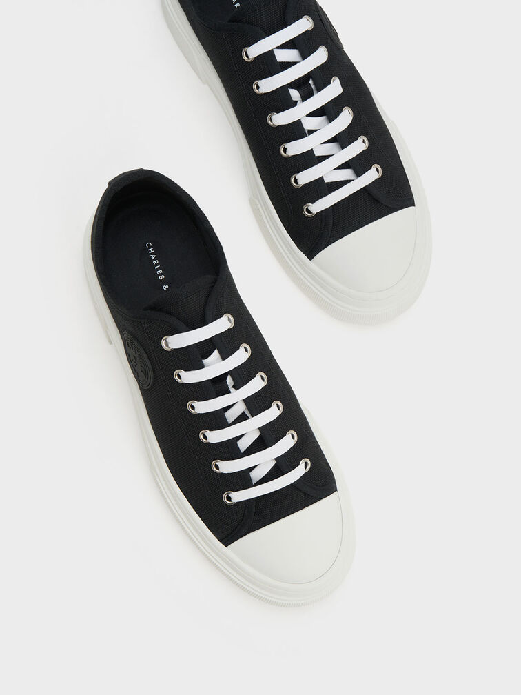 Kay Canvas Low-Top Sneakers, Black, hi-res