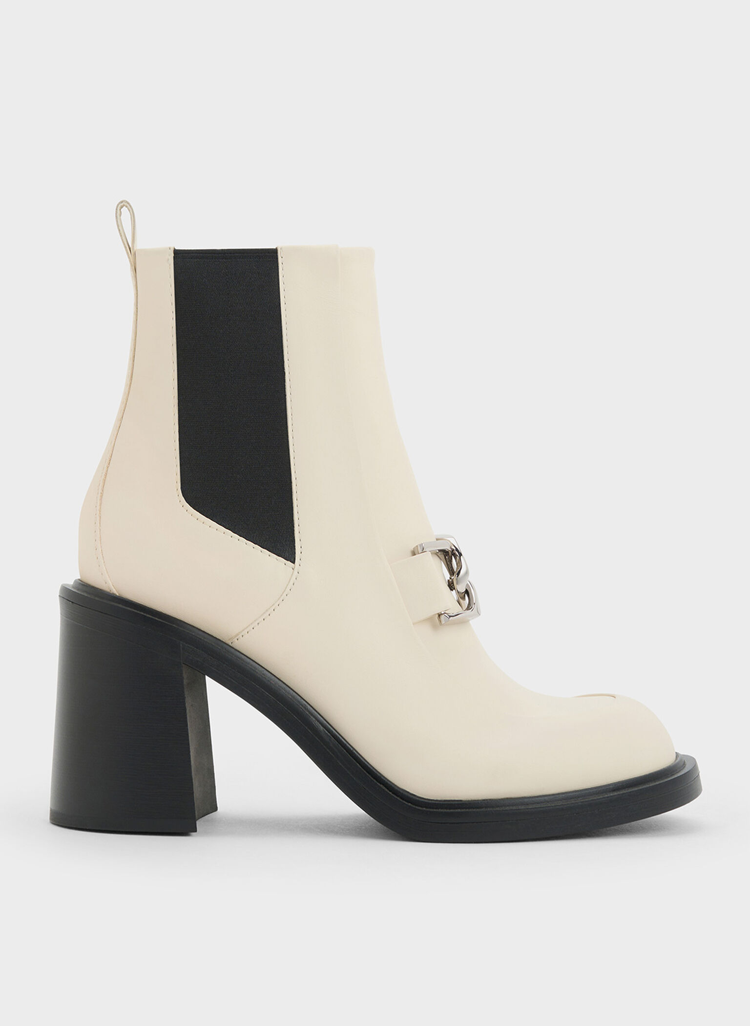 Gabine Block Heel Ankle Boots, Chalk, hi-res