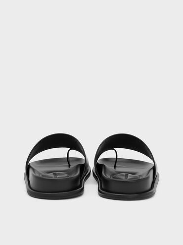 Sandalias planas con tiras anchas, Negro, hi-res