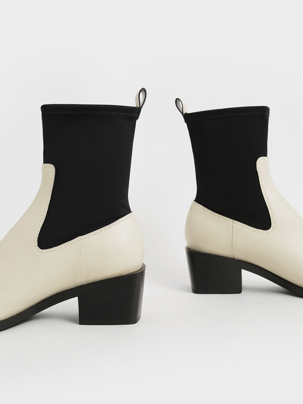 Two-Tone Sock Boots, Chalk, hi-res