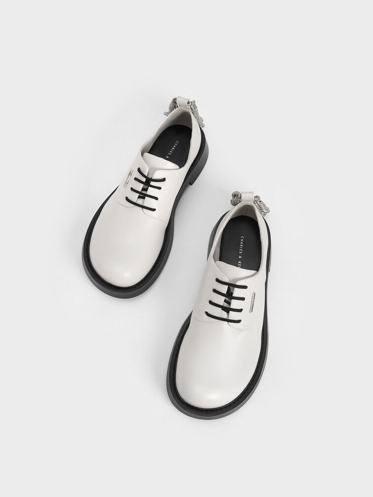 Chunky Chain Derby Shoes, White, hi-res
