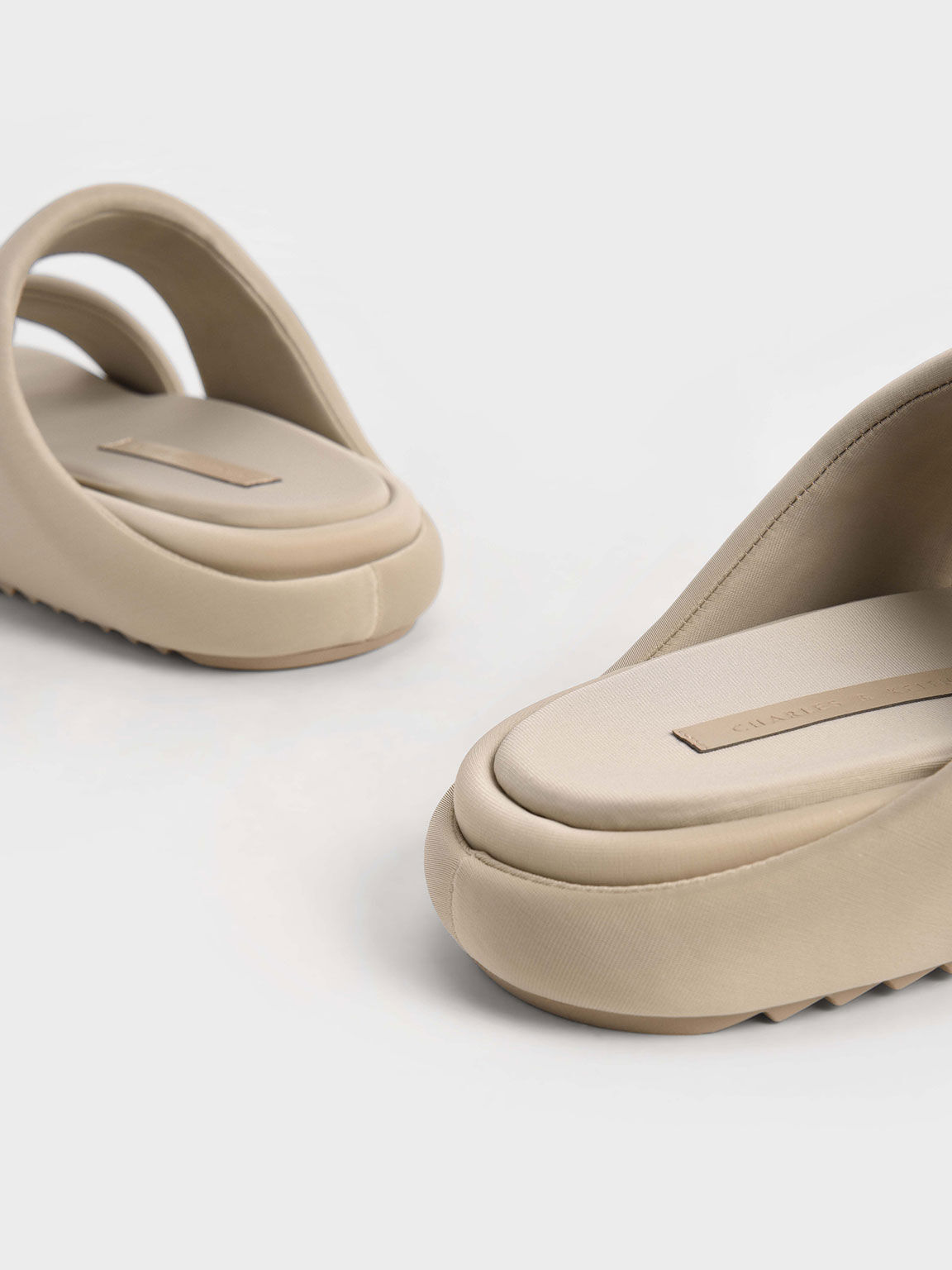 Recycled Polyester Padded Slide Sandals, Sand, hi-res