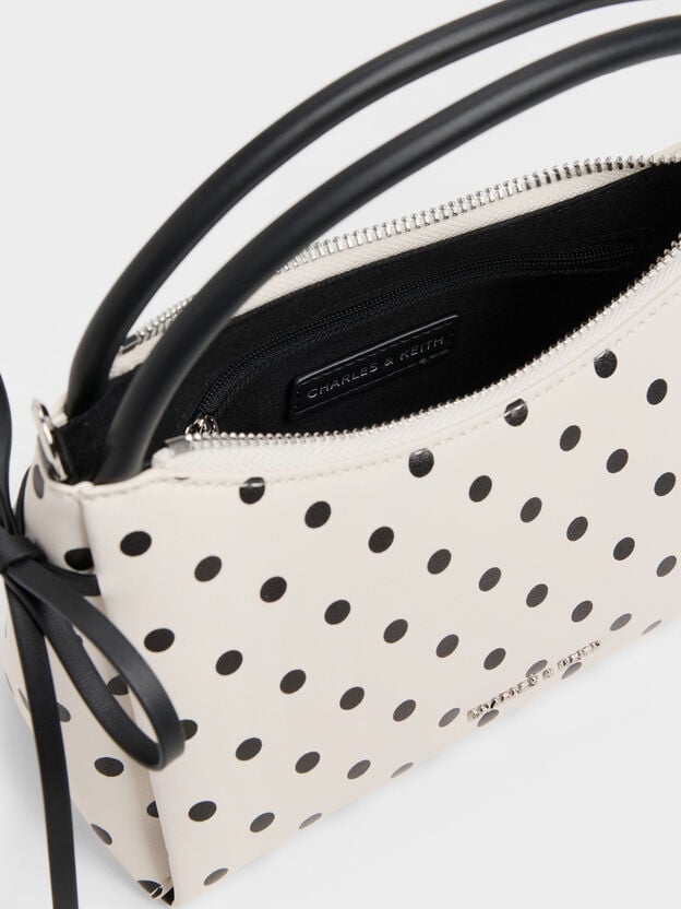 Hazel Polka-Dot Bow Top Handle Bag, Cream, hi-res