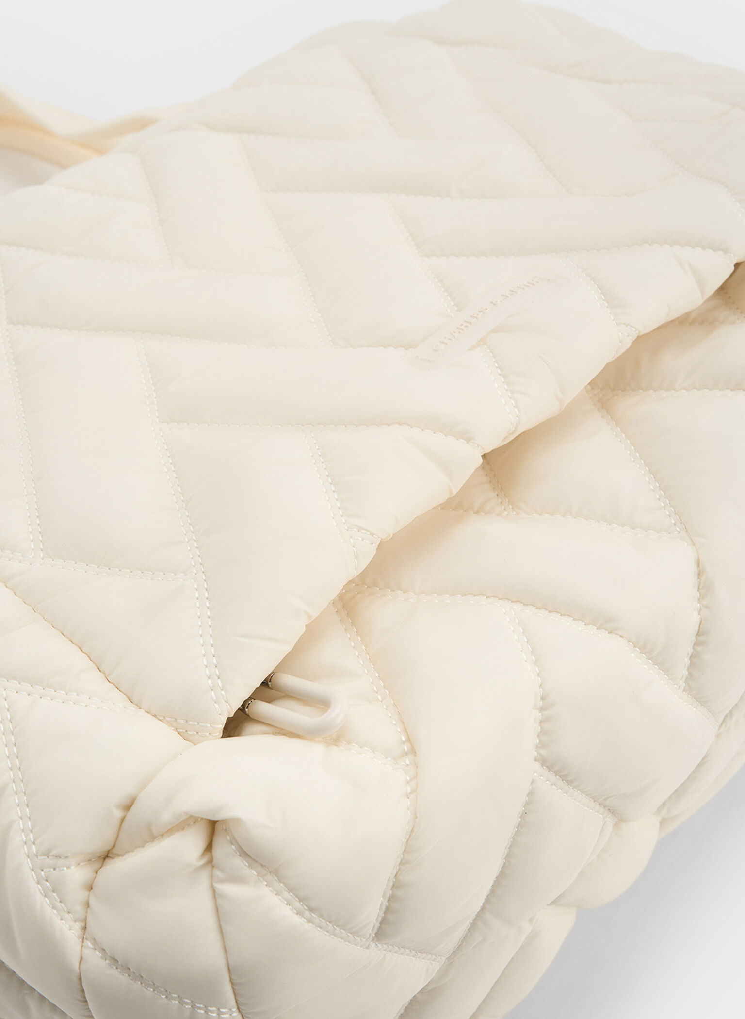 Nylon Chevron Tote Bag, Cream, hi-res