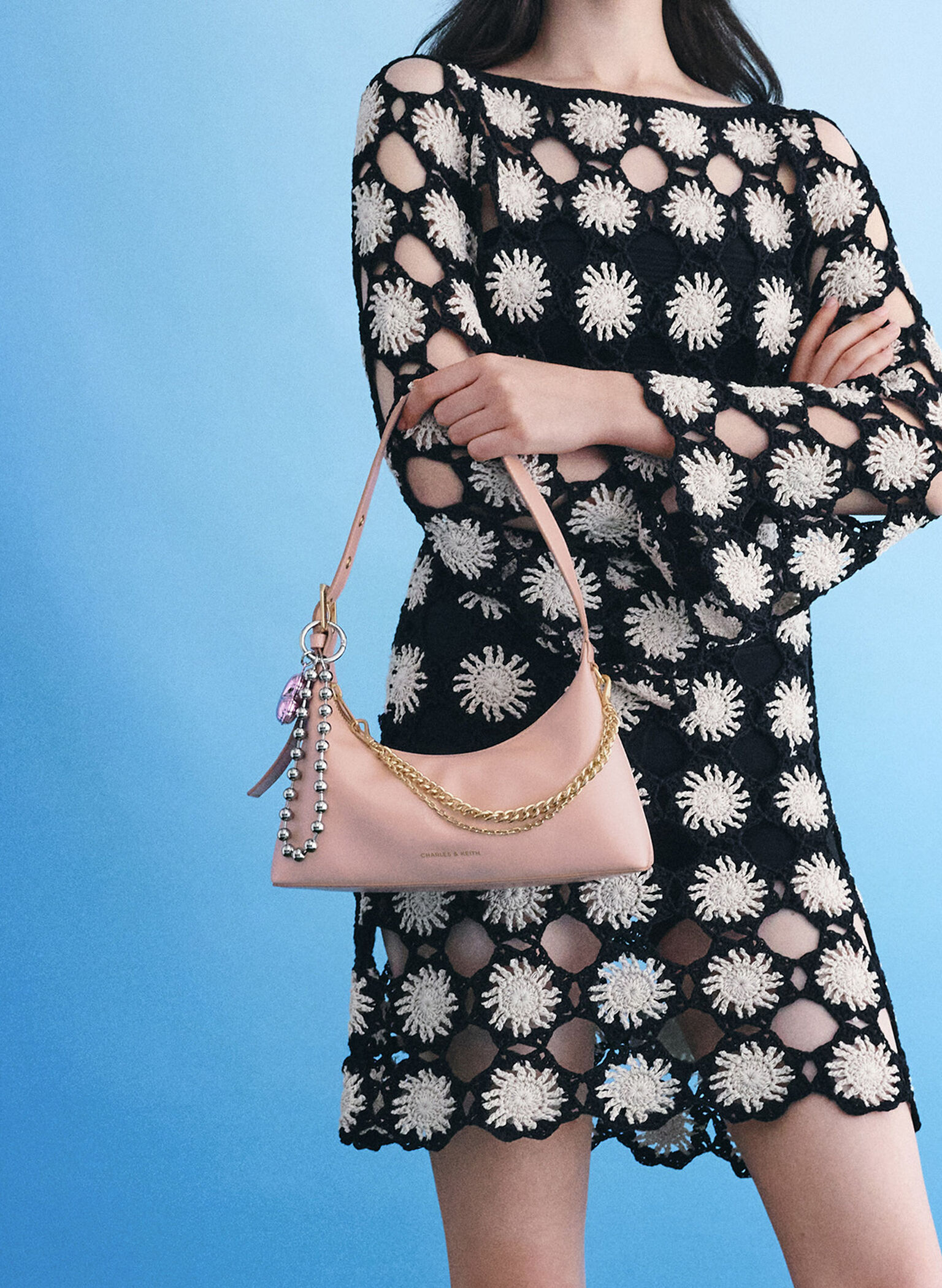 Atwood Chain-Embellished Shoulder Bag, Light Pink, hi-res