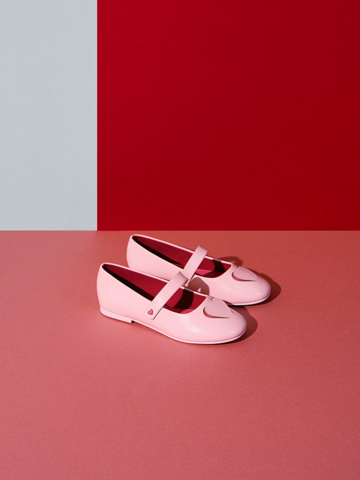 Girls' Heart Cut-Out Mary Janes, Pink, hi-res