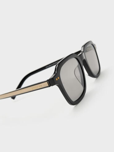 Leighton Recycled Acetate Square Sunglasses, Black, hi-res