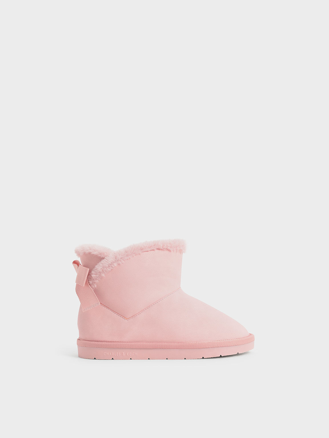 Girls' Fur-Trimmed Slip-On Ankle Boots, Blush, hi-res