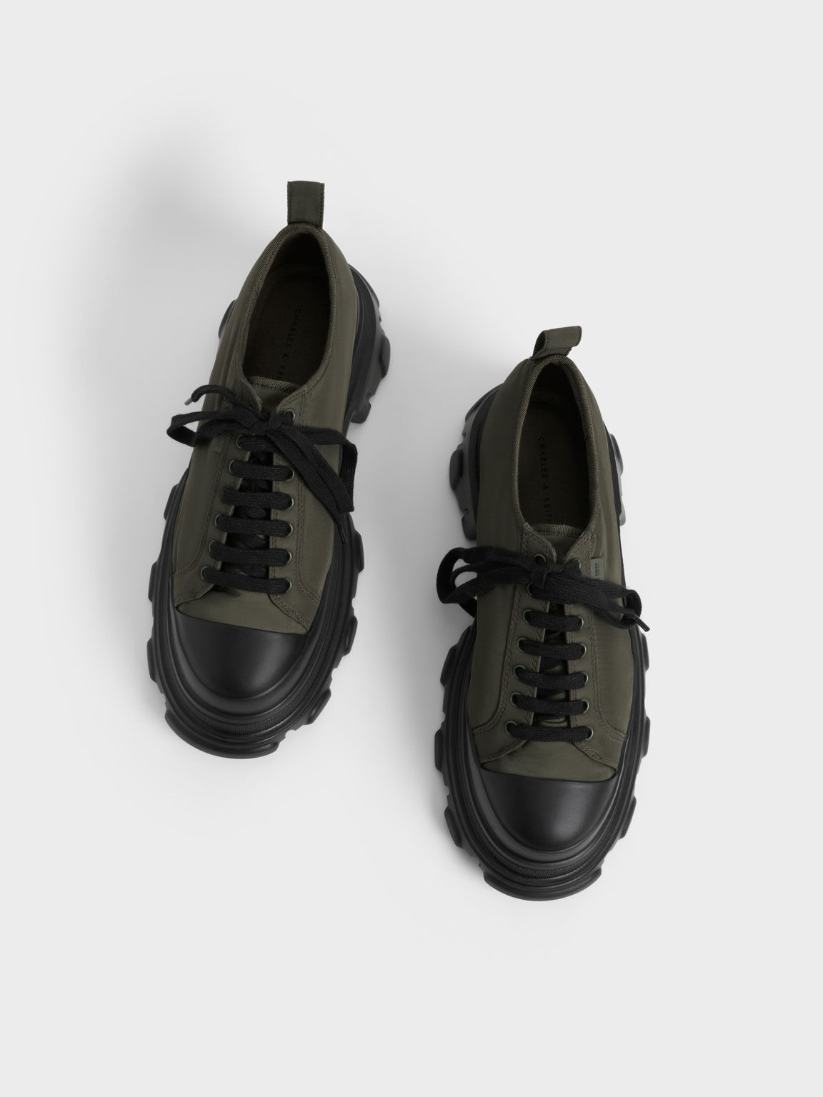 Nylon Chunky Sole Sneakers, Olive, hi-res