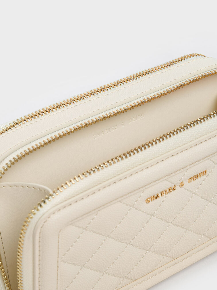 Quilted Boxy Long Wallet, Cream, hi-res