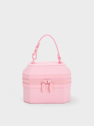 Geometric Boxy Top Handle Bag, Light Pink, hi-res