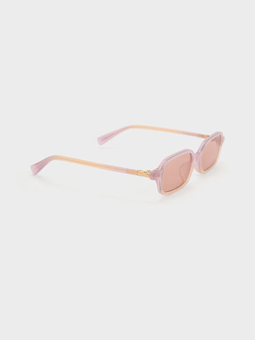 Bree Recycled Acetate Rectangular Sunglasses, Jelly Pink, hi-res