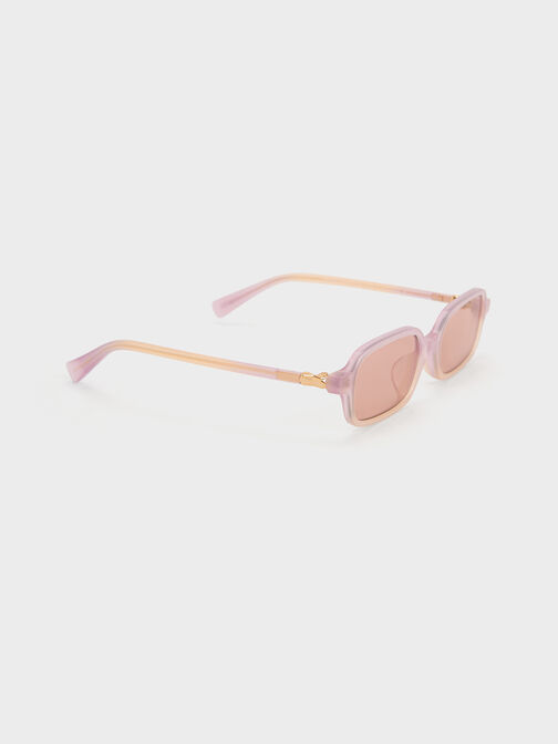 Bree Recycled Acetate Rectangular Sunglasses, Jelly Pink, hi-res