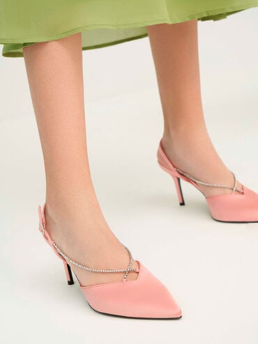 環保材質：Adel 寶石鍊尖頭跟鞋, 嫩粉色, hi-res