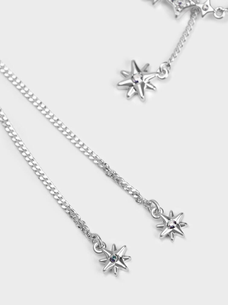 Star Motif Crystal-Embellished Double Necklace, Plateado, hi-res