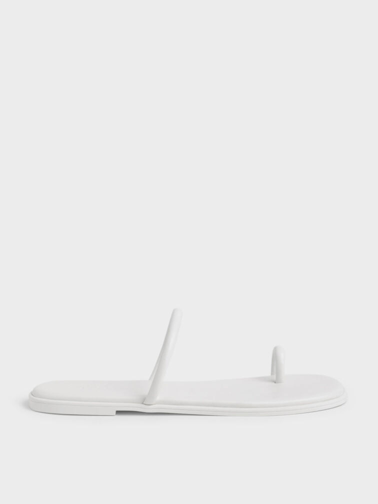 Tubular Toe-Ring Sandals, White, hi-res