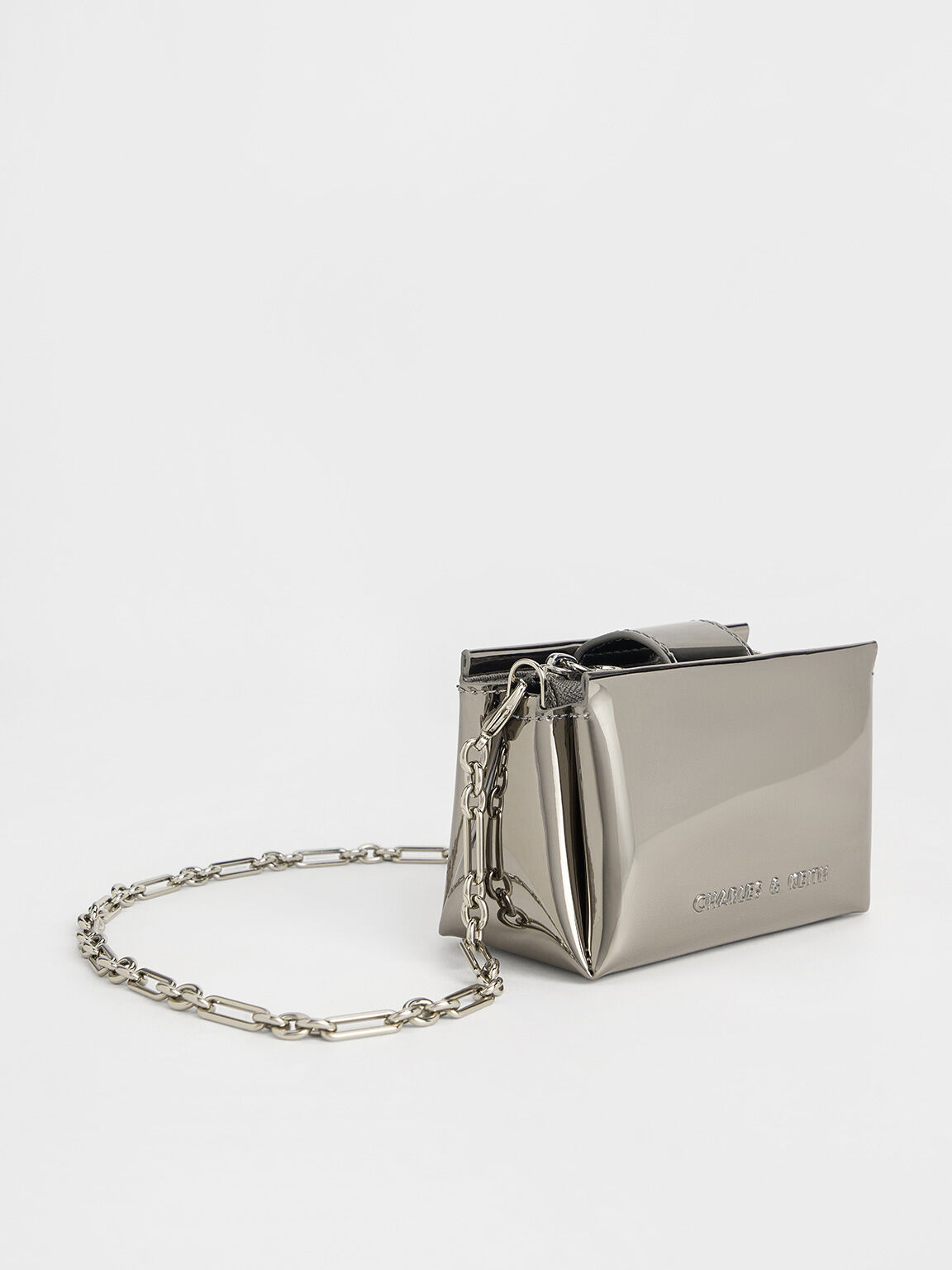Bosie Metallic Top Handle Pouch - Pewter