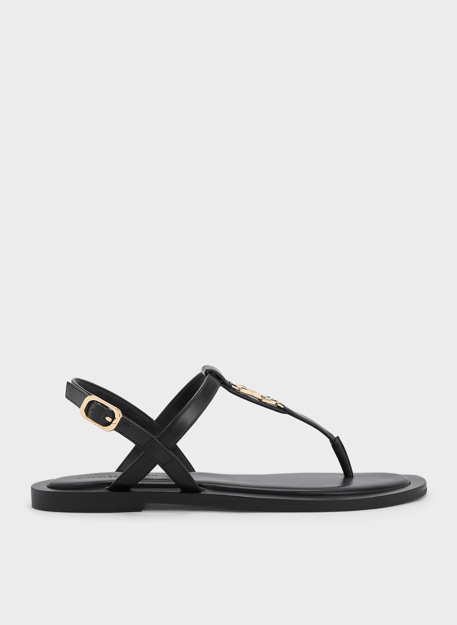 Trifina Metallic-Accent Thong Sandals, Black, hi-res