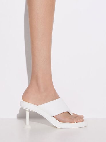 Noemi Spool Heel Sandals, White, hi-res