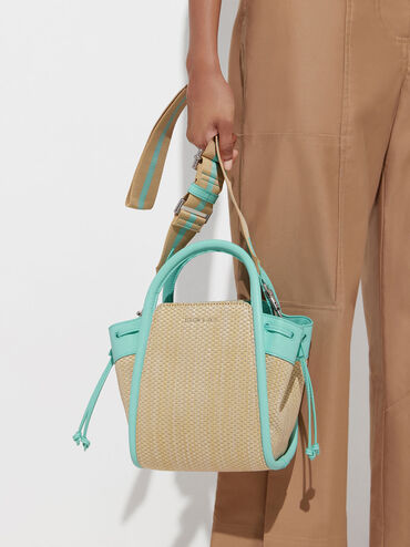 Ashby Raffia Tote Bag, Mint Green, hi-res