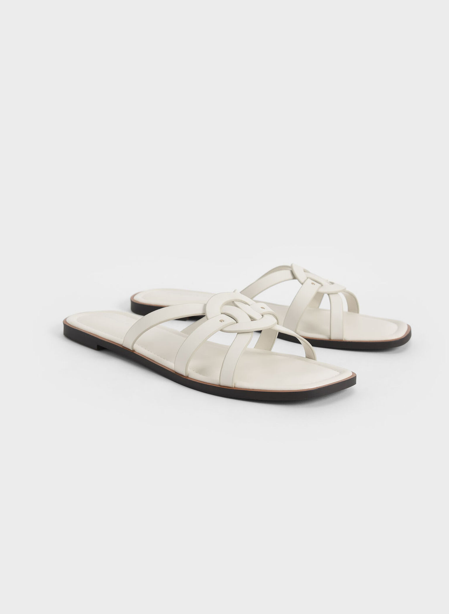 Chalk Ring Detail Strappy Flats - CHARLES & KEITH SG