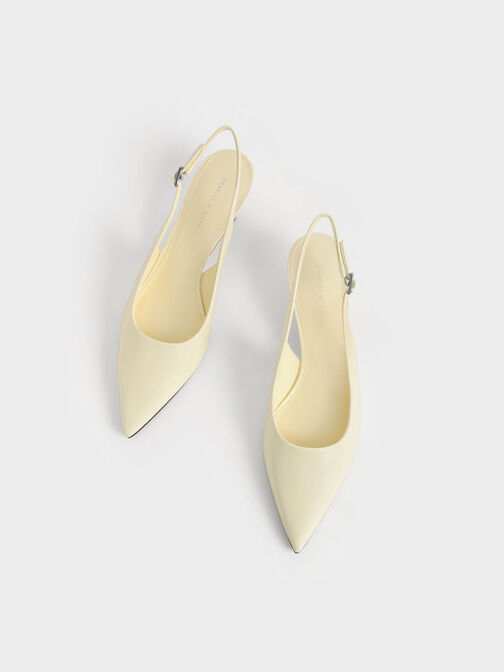 Patent Spool Heel Slingback Pumps, Butter, hi-res