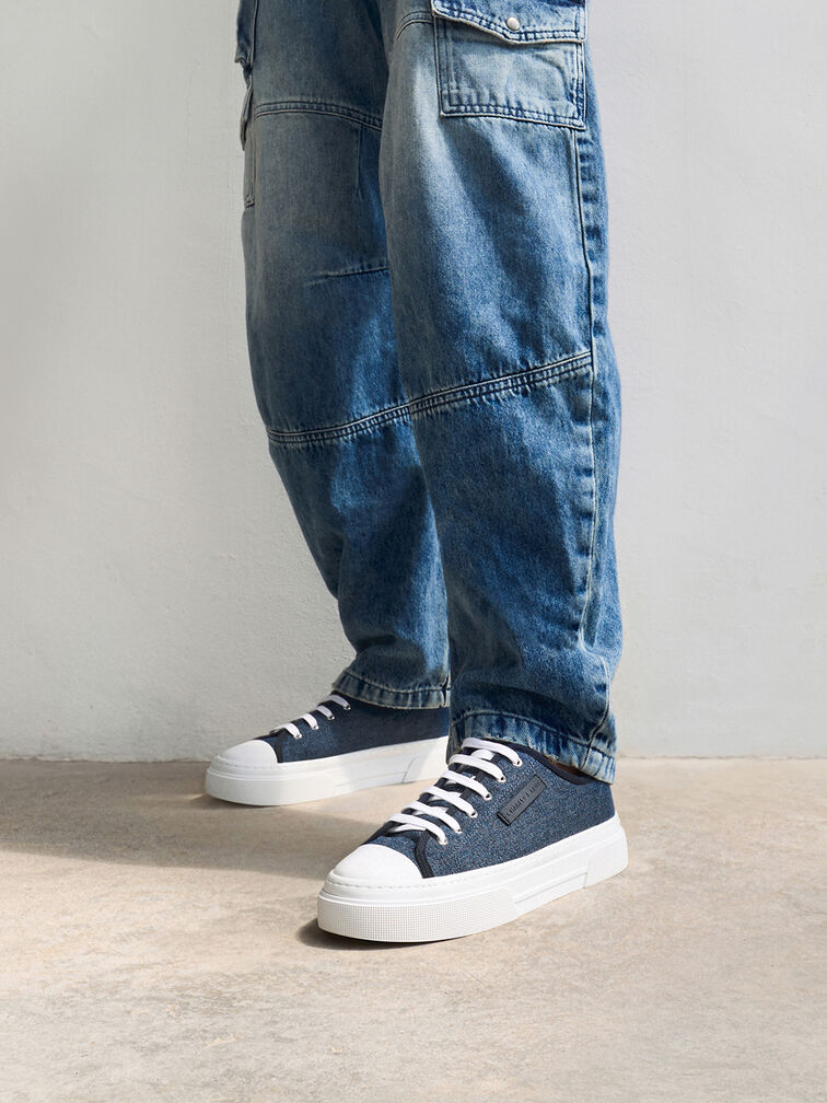 Kay Denim Low-Top Sneakers, Denim Blue, hi-res