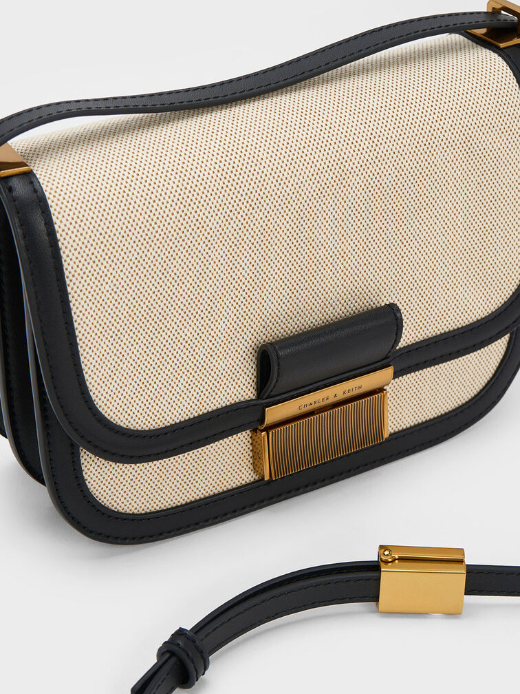 Black Charlot Canvas Crossbody Bag, CHARLES & KEITH in 2023