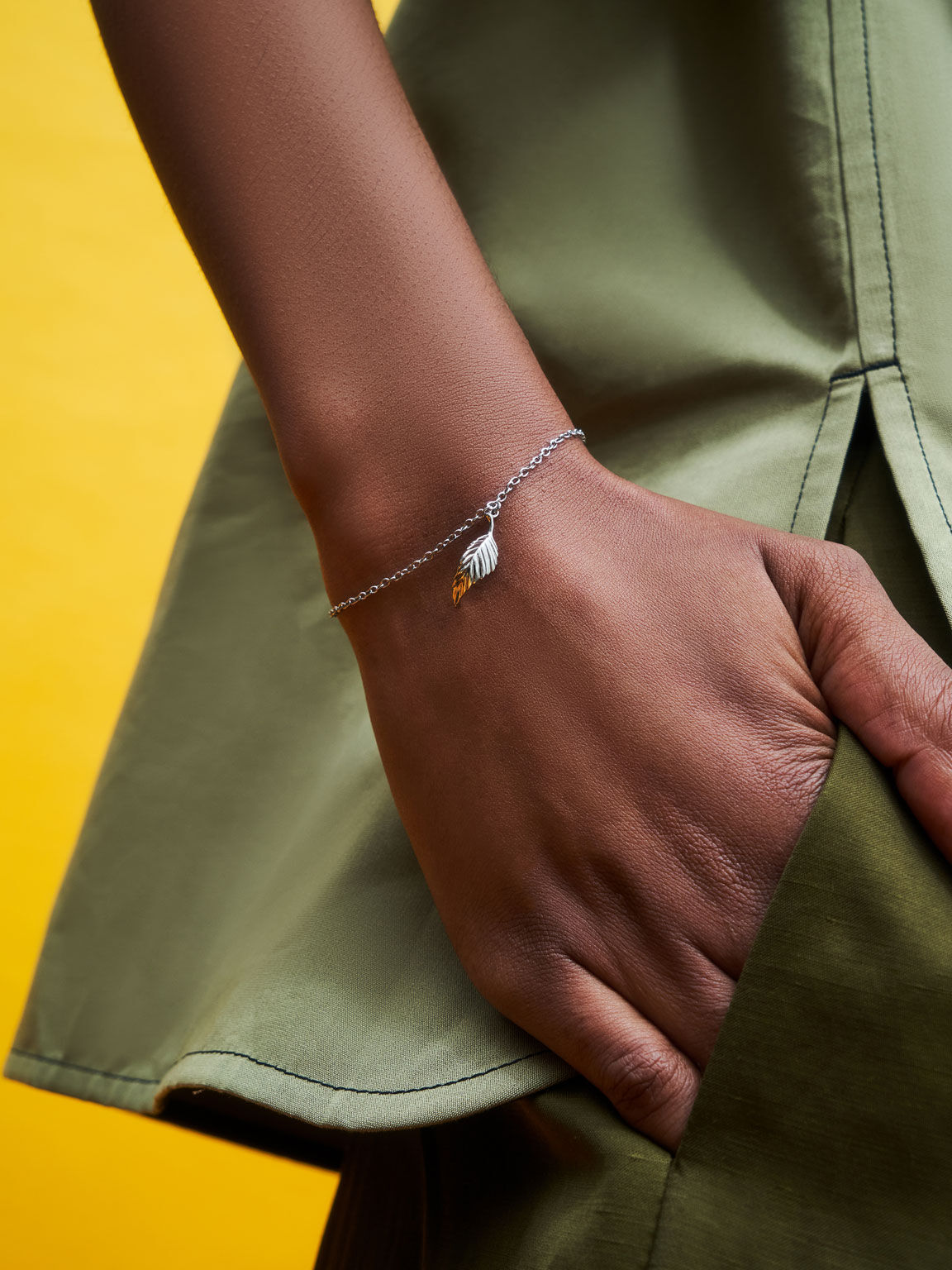 Silver leaf sale bracelet