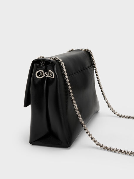 Sianna Chain Shoulder Bag, Noir, hi-res