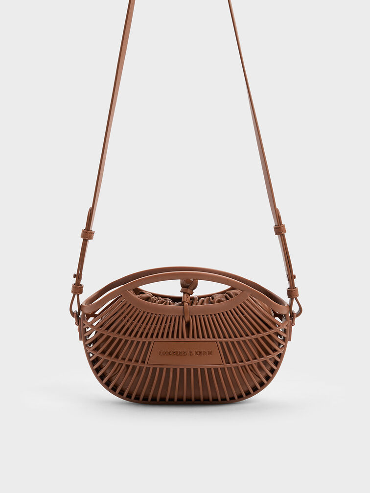 Mini Calypso Fan Curved-Handle Bag, Chocolate, hi-res