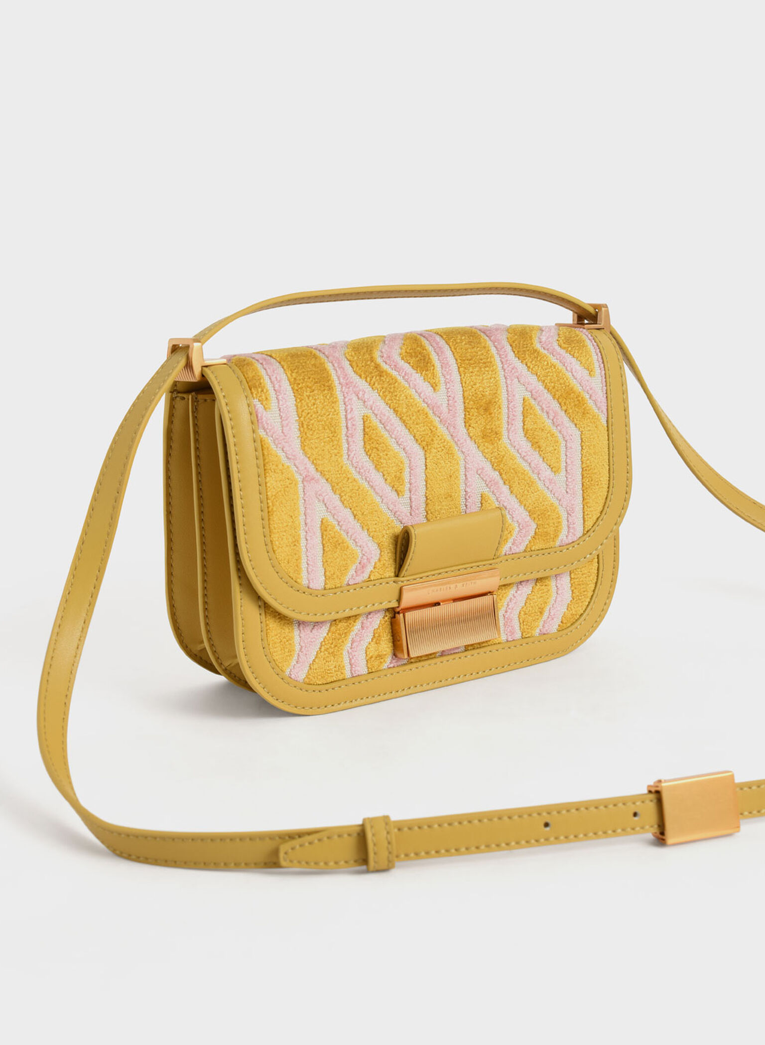 Charlot Jacquard Printed Bag, Mustard, hi-res