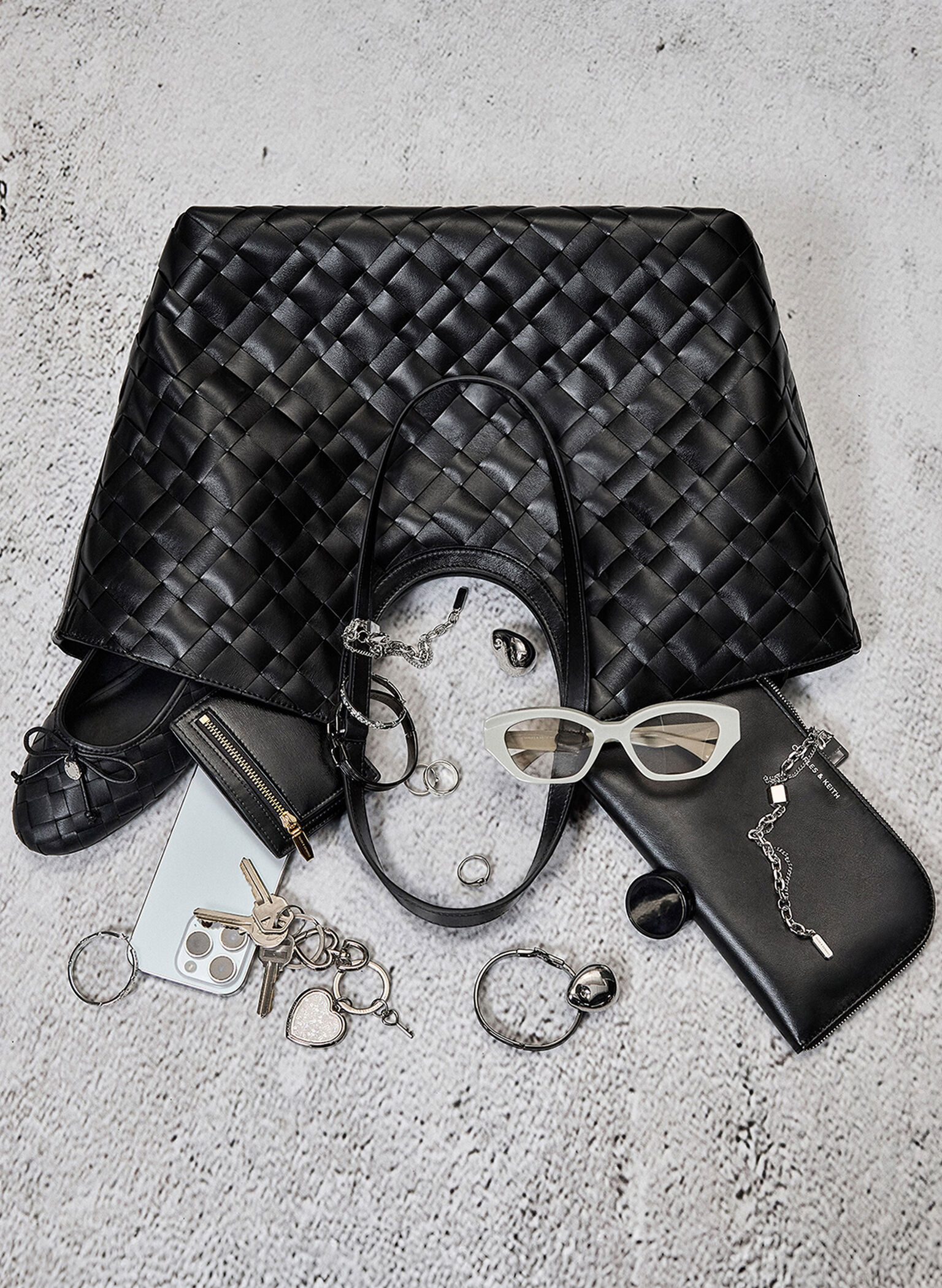 Ivette Woven Tote Bag, Noir, hi-res