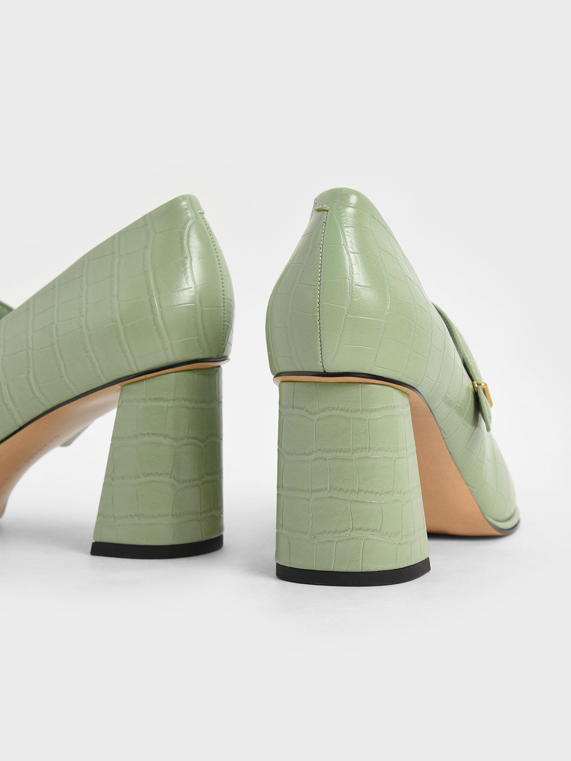 Green Serafina Croc-Effect Mary Jane Pumps - CHARLES & KEITH Green Serafina Croc-Effect Mary Jane Pumps - CHARLES & KEITH