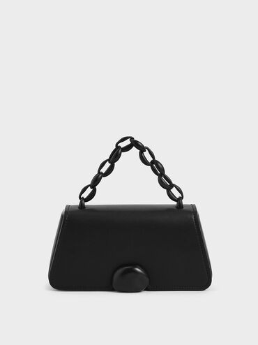 Chain Top Handle Bag, Ultra-Matte Black, hi-res