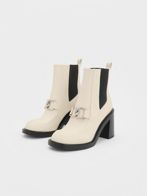 Gabine Block Heel Ankle Boots, Chalk, hi-res