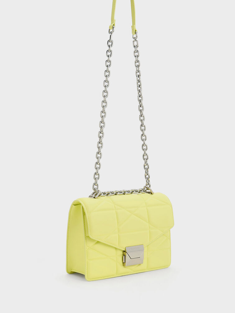 Blanche Chevron Chain Handle Bag, Butter, hi-res